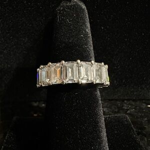 Emerald Cut Silver Band Ring